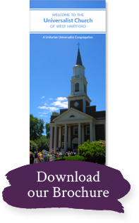 Universalist Church of West Hartford brochure with outside of the church on the cover